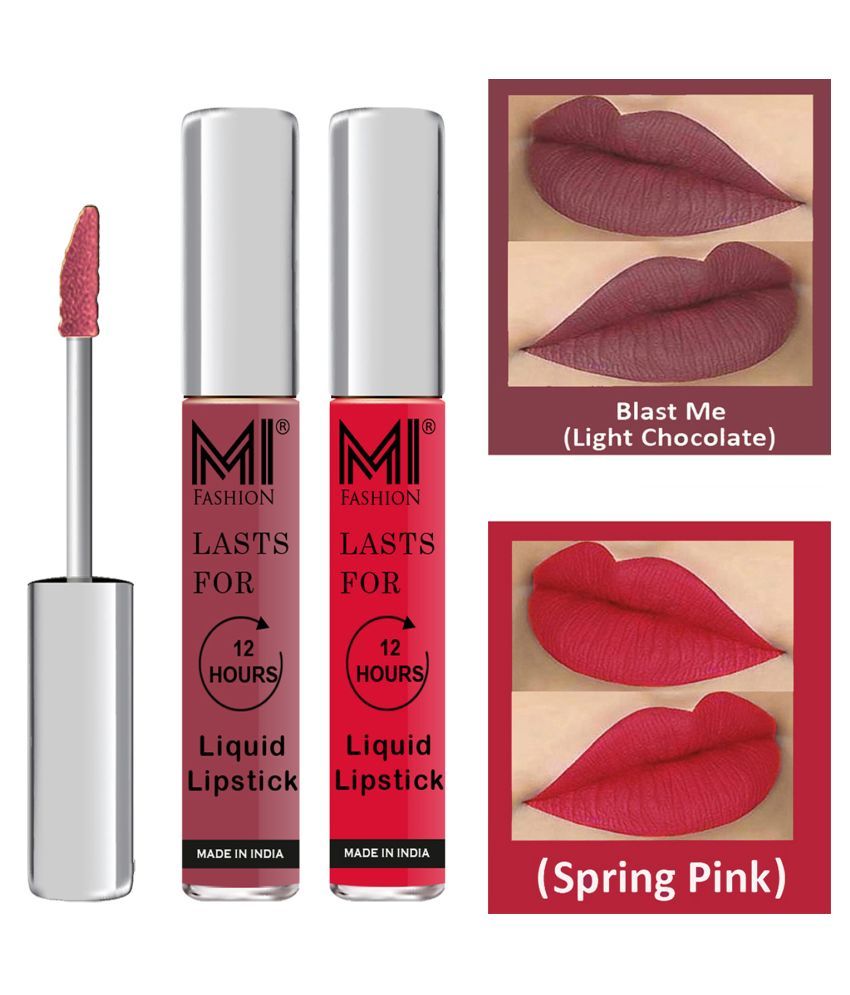     			MI FASHION Highly pigmented Lip Gloss Liquid Lipstick Spring Pink Chocolate Pack of 2 6 mL