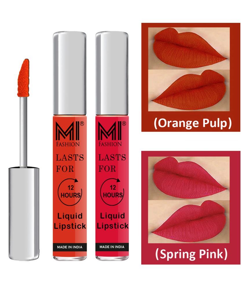     			MI FASHION Highly pigmented Lip Gloss Liquid Lipstick Spring Pink Orange Pack of 2 6 mL