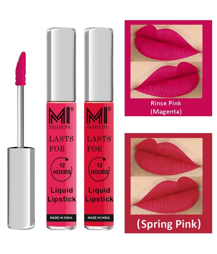     			MI FASHION Highly pigmented Lip Gloss Liquid Lipstick Spring Pink Magenta Pack of 2 6 mL