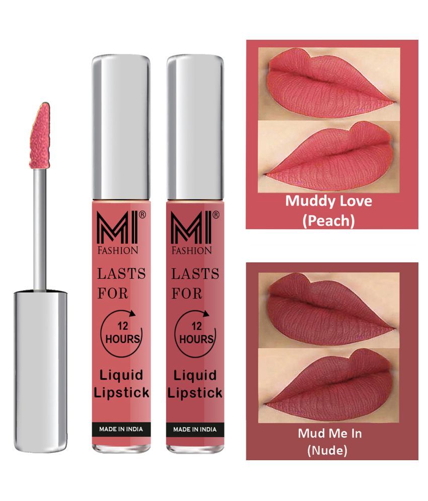     			MI FASHION Highly pigmented Lip Gloss Liquid Lipstick Nude Peach Pack of 2 6 mL