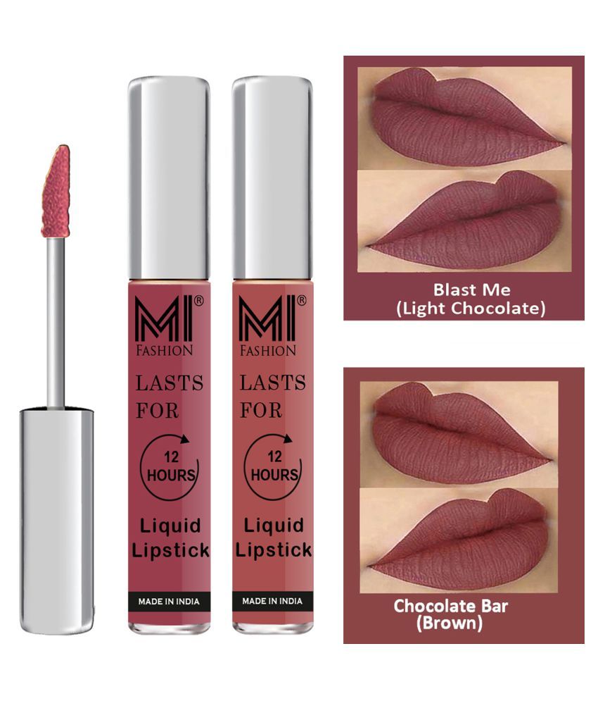     			MI FASHION Highly pigmented Lip Gloss Liquid Lipstick Brown Chocolate Pack of 2 6 mL