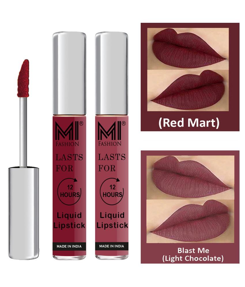     			MI FASHION Highly pigmented Lip Gloss Liquid Lipstick Light Chocolate Red Pack of 2 6 mL