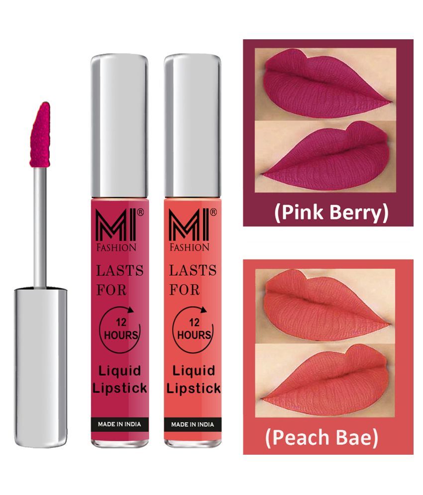     			MI FASHION Highly pigmented Lip Gloss Liquid Lipstick Peach Bae Pink Pack of 2 6 mL