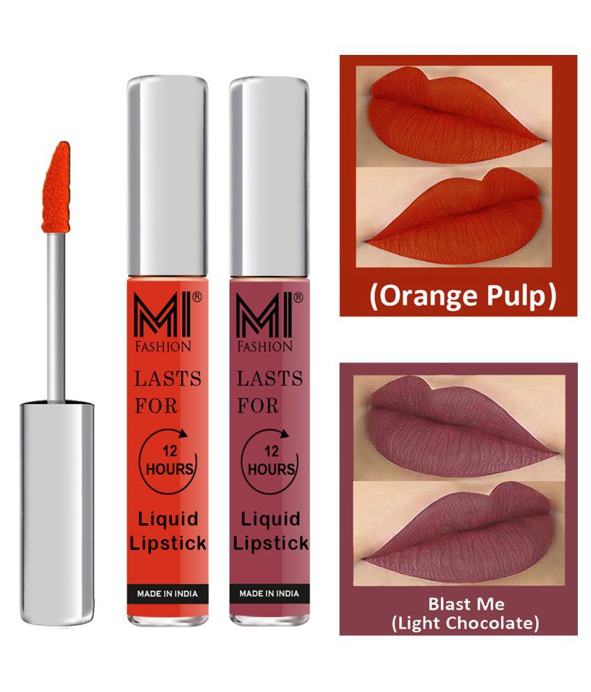     			MI FASHION Highly pigmented Lip Gloss Liquid Lipstick Light Chocolate Orange Pack of 2 6 mL