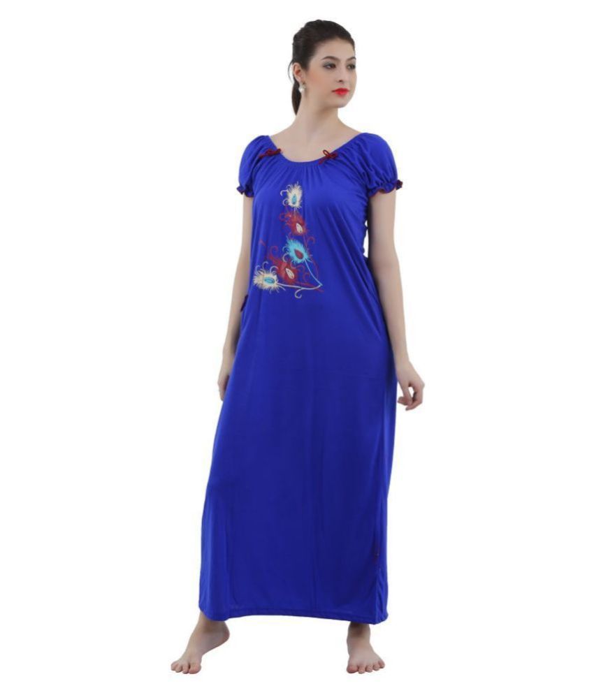     			Reposey Viscose Night Dress - Blue Single