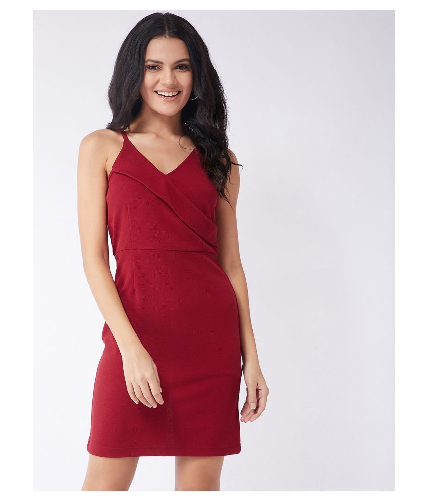     			Zima Leto Polyester Red Fit And Flare Dress - Single