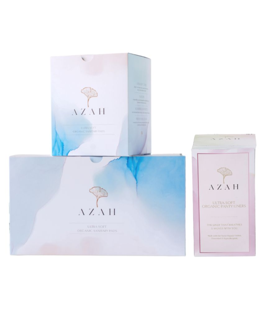     			Azah Rash free Sanitary pads + Ultra soft panty liners | Regular size organic pads Pack of 40 (w/o Disposable Bags) and 40 liners