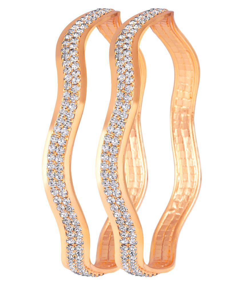     			Fashionable Gold Plated with American Diamond Stud Bangles For Women and Girls