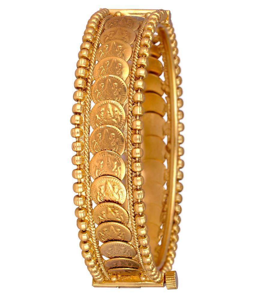     			Temple 1g Gold Plated Laxmi Coin Openable Kada for Women and Girls