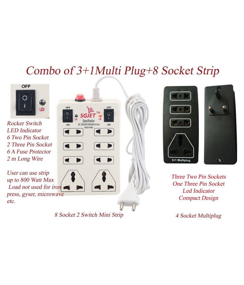     			SGJET Combo Multi Plug and Extension Board with 2 Meter Wire