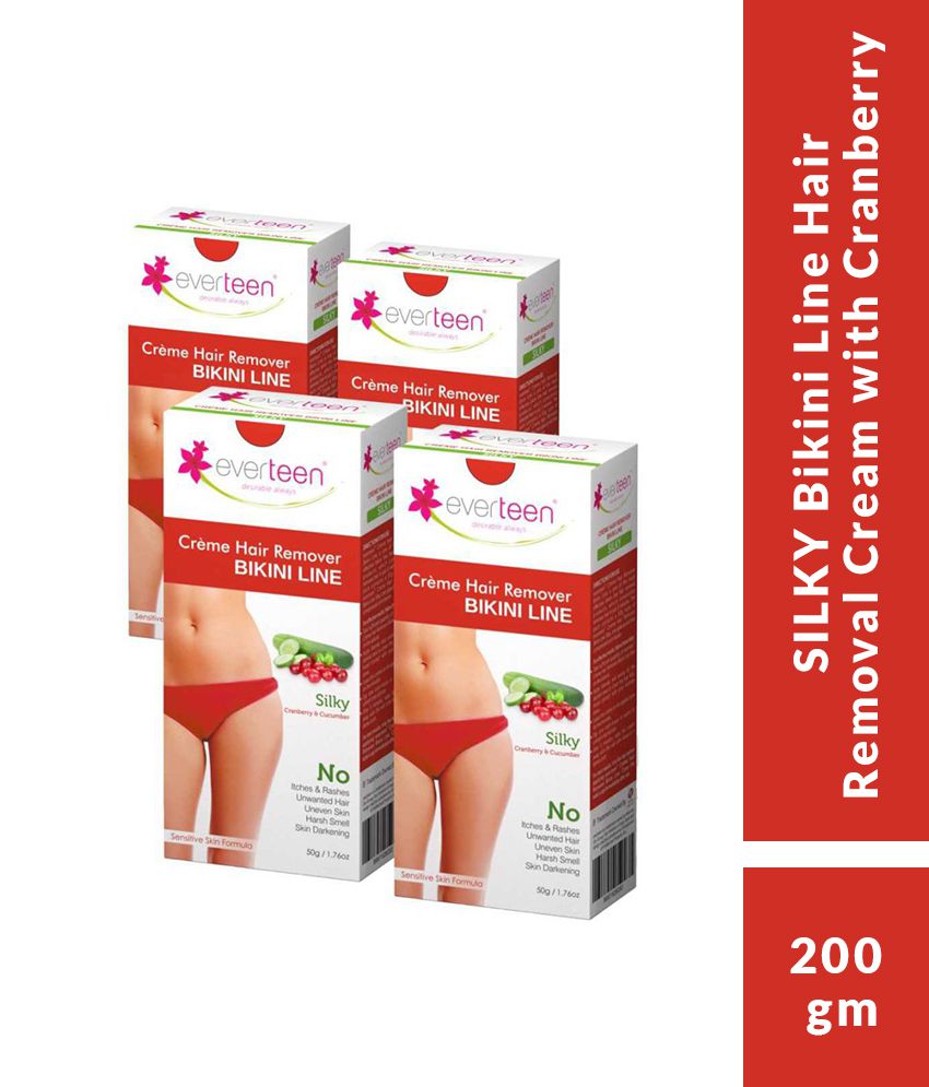     			everteen SILKY Bikini Line Hair Remover Creme with Cranberry and Cucumber - 4 Packs (50g Each)