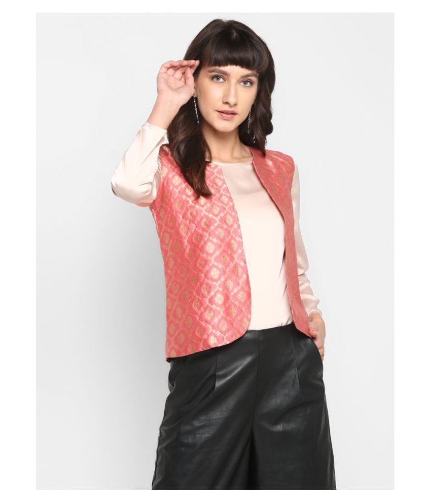     			Hangup Silk Pink Ethnic Jacket Single