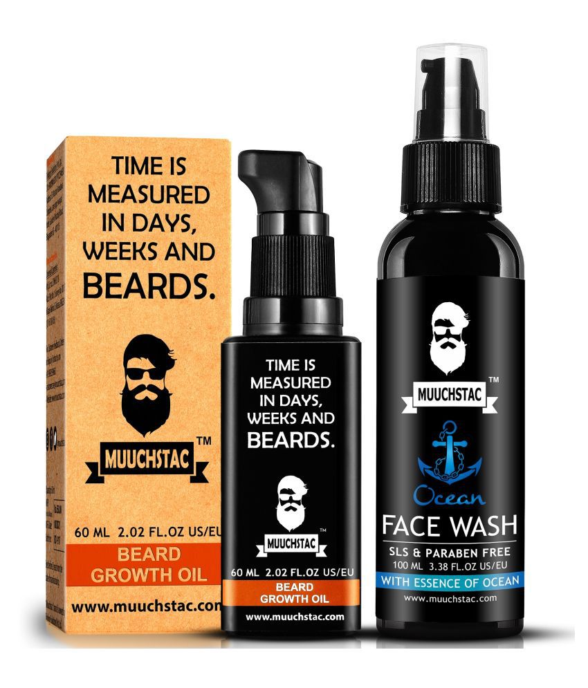     			Muuchstac Herbal Beardgrowth Oil with Ocean Face Wash for Cleaner & Nourished Beard Hair(Pack of 2)