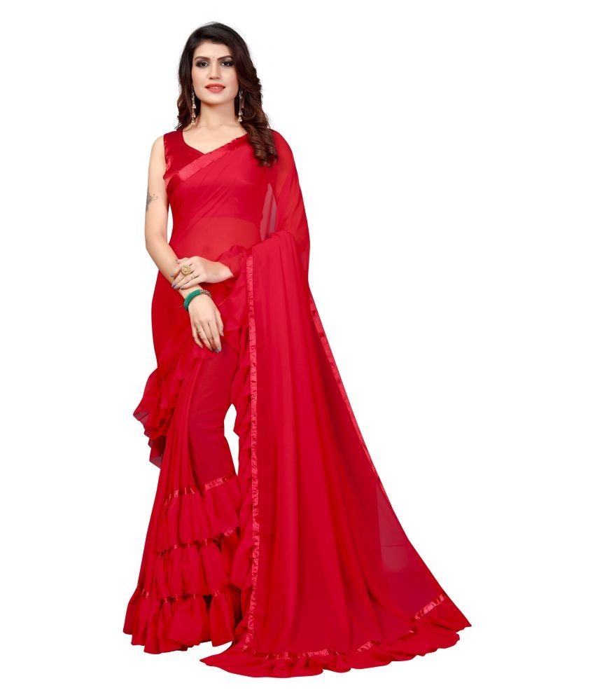     			Apnisha Maroon Georgette Saree - Single