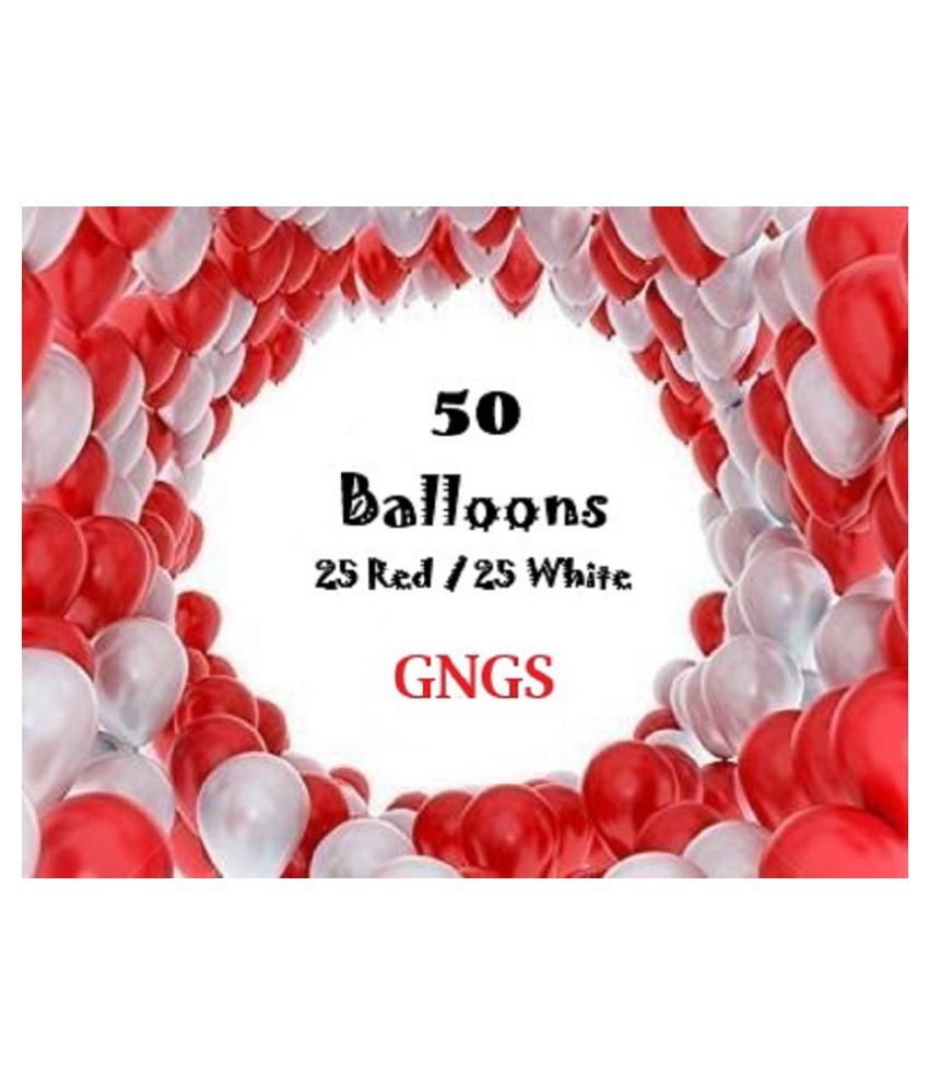    			GNGS Pack of 50 (Red & White) Party Balloons for Decorations