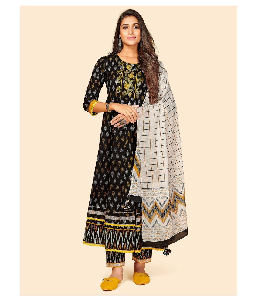     			Vbuyz - Black Anarkali Cotton Women's Stitched Salwar Suit ( Pack of 1 )