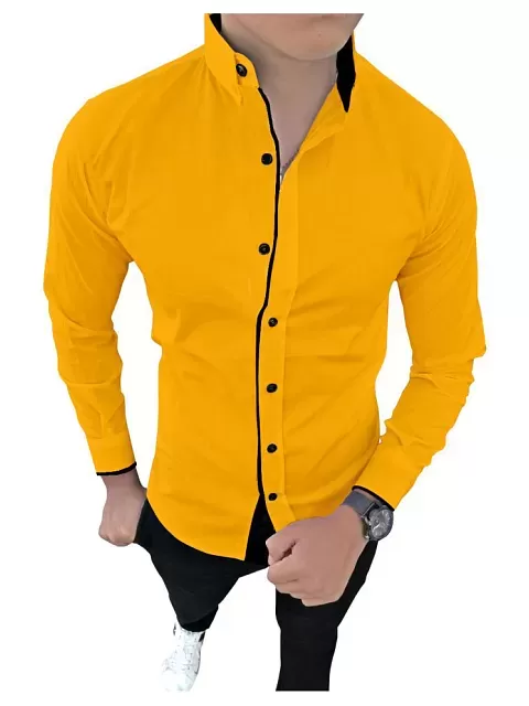 Moudlin Men Solid Casual Orange Shirt - Buy Moudlin Men Solid Casual Orange  Shirt Online at Best Prices in India