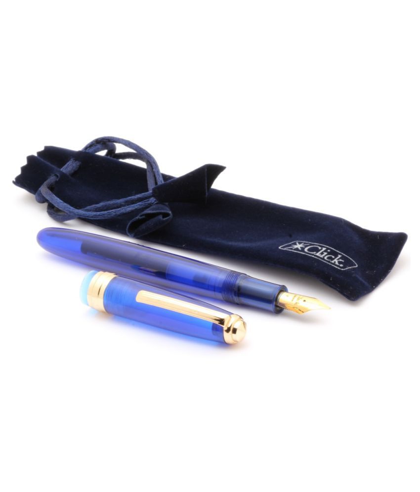     			Click Falcon Full Demonstrator Fountain Pen Gold Plated Fine Nib - Translucent Blue