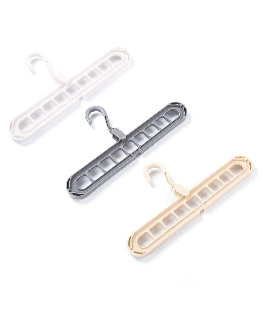     			DeoDap Multifunctional Magic Hangers Nine Holes Hangers Space Saving Clothes Hangers Closet Organizer Hanger (3pcs)