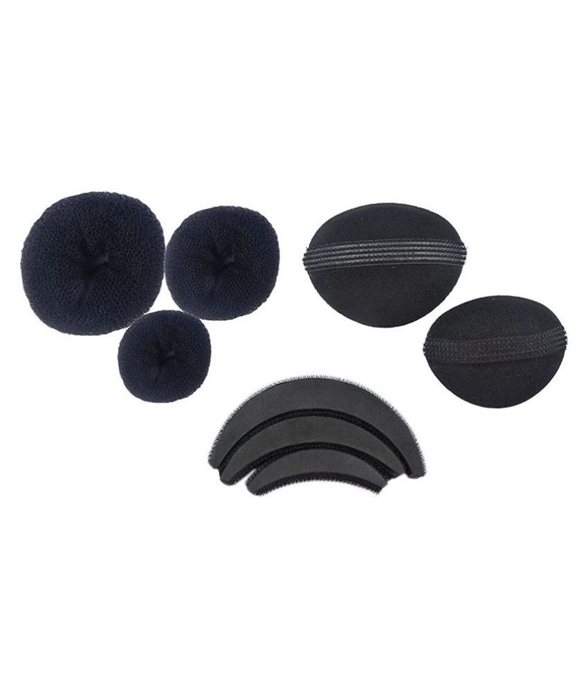     			FOK Combo Pack of Synthetic Fibre Hair Accessories (Black) - Set of 8
