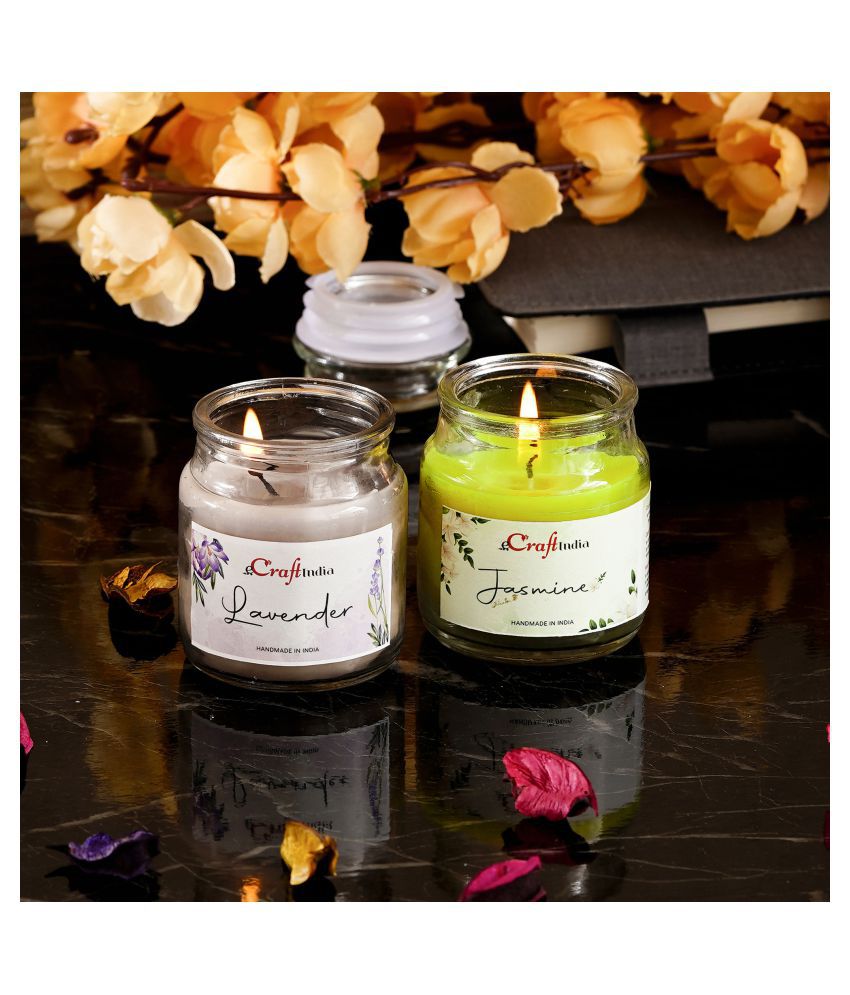     			eCraftIndia Jasmine and Lavender Votive Jar Candle Scented - Pack of 2