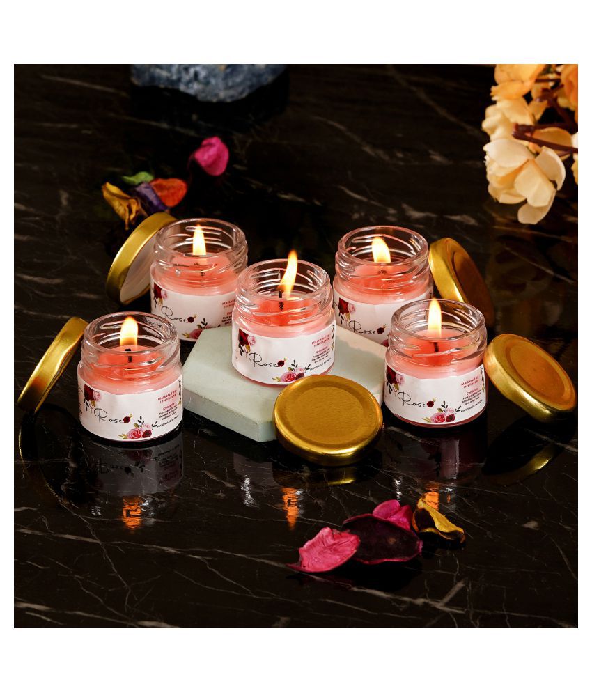     			eCraftIndia Rose Votive Jar Candle Scented - Pack of 5