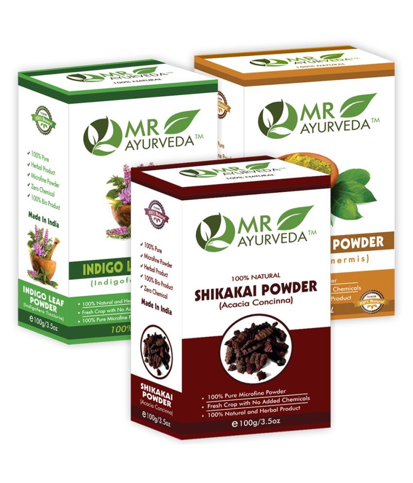     			MR Ayurveda 100% Natural Shikakai, Indigo and Henna Powder Hair Scalp Treatment 300 g