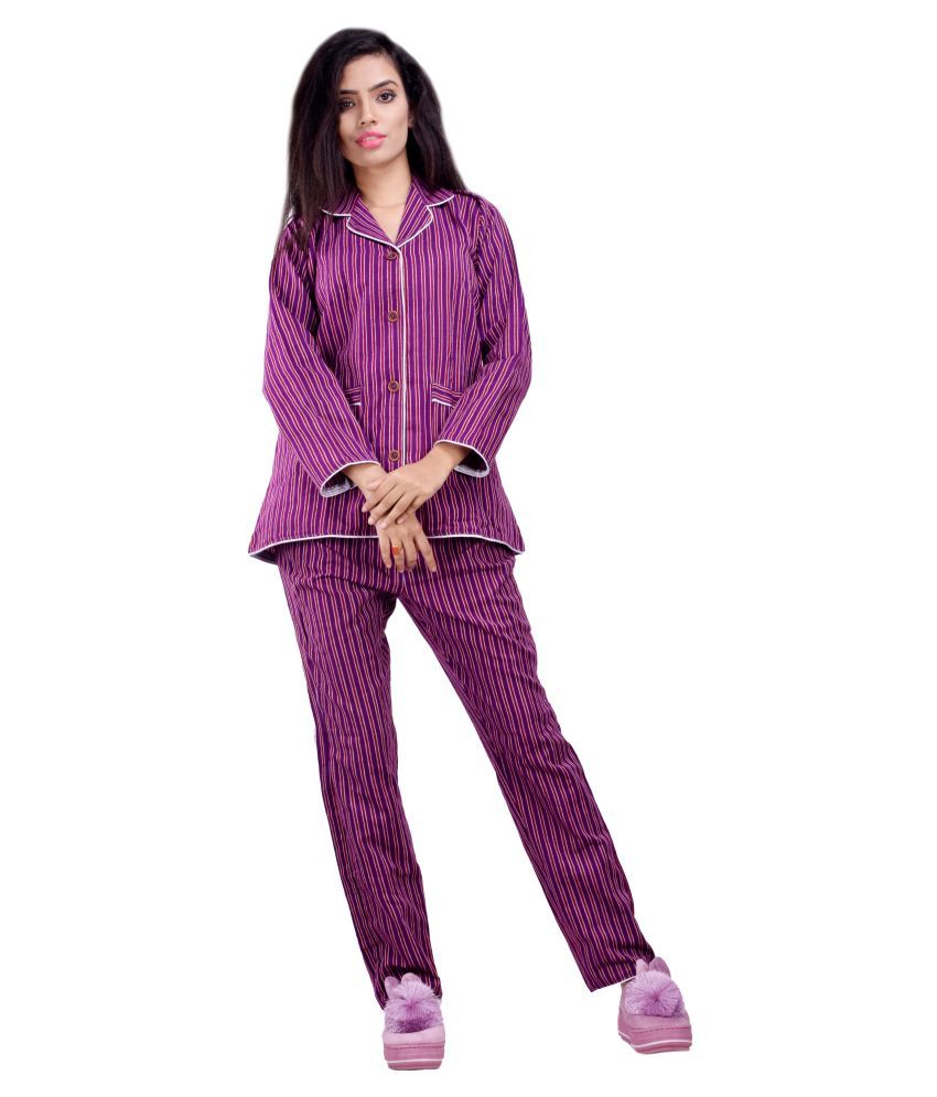     			CLYMAA Woolen Nighty & Night Gowns - Purple