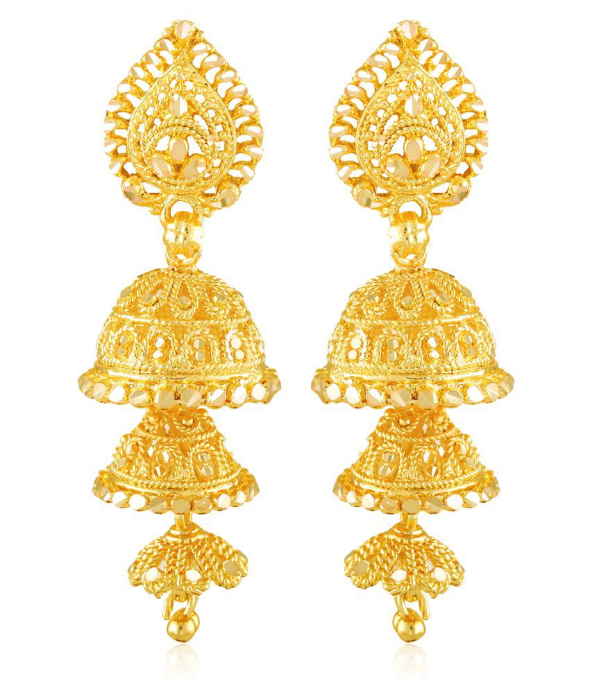     			Vighnaharta Traditional wear 3 step Gold Plated alloy Jhumki Earring for Women and Girls  {VFJ1455ERG}