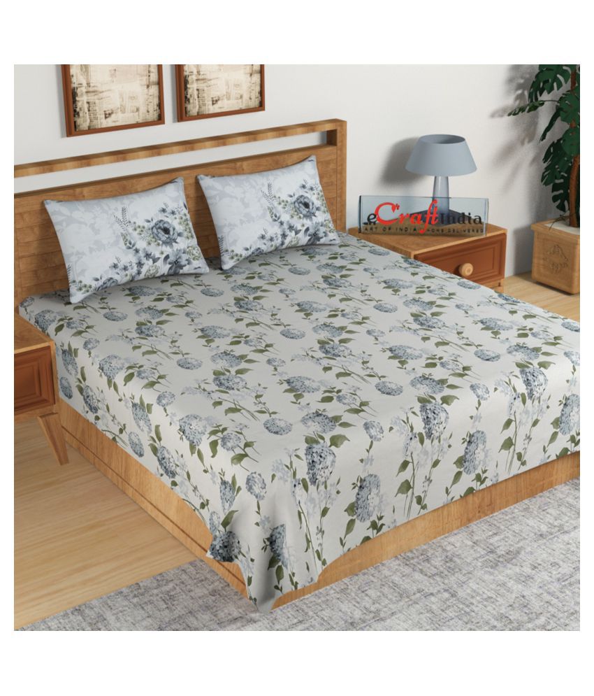    			eCraftIndia Cotton Double Bedsheet with 2 Pillow Covers ( 229 cm x 275 cm )