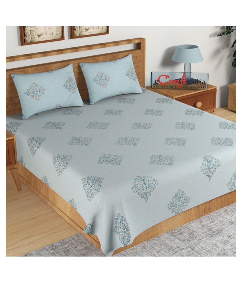     			eCraftIndia Cotton Double Bedsheet with 2 Pillow Covers ( 229 cm x 254 cm )