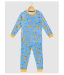 Lazy Shark Boys Cotton Blend Tshirt & Pajama Set ( Navy )