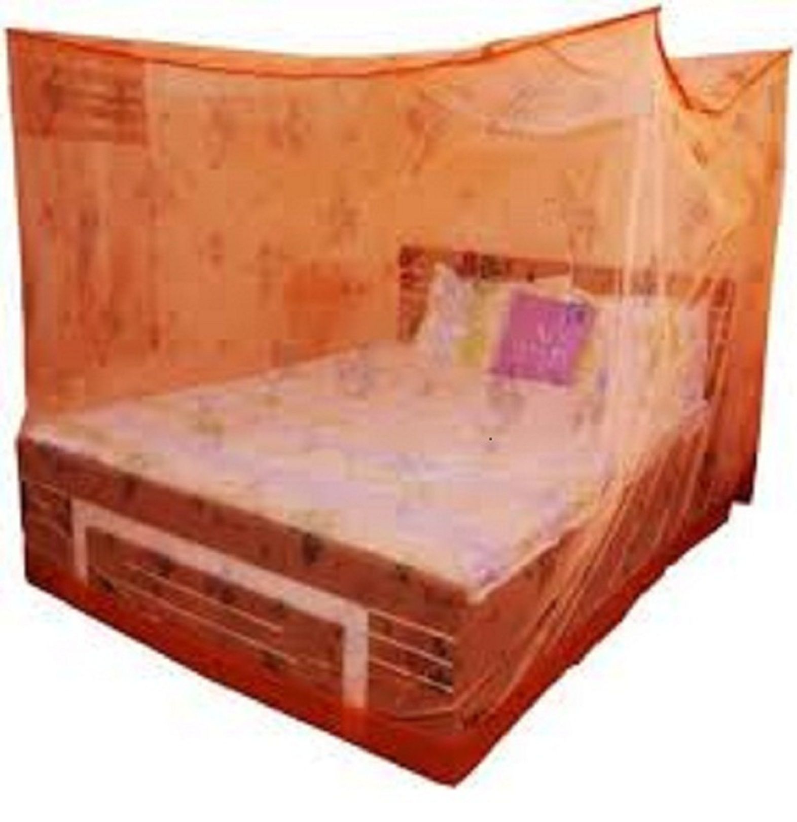     			Loom & Tiles Double Peach Floral Mosquito Net