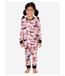 Lazy Shark Pack of 1 Girls Cotton Blend Night Suit Set ( Pink )