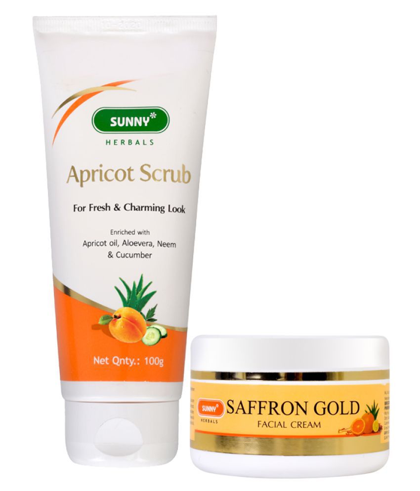 SUNNY HERBALS Saffron Facial Cream 100gm, Apricot Scrub & Exfoliators 100 gm