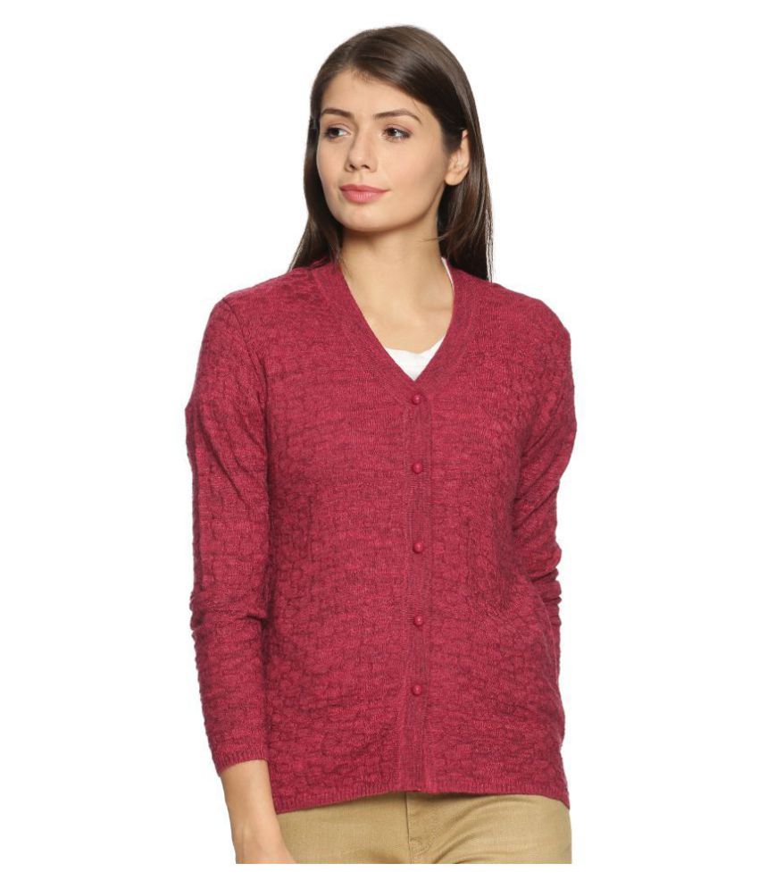     			Clapton Acrylic Red Buttoned Cardigans - Single