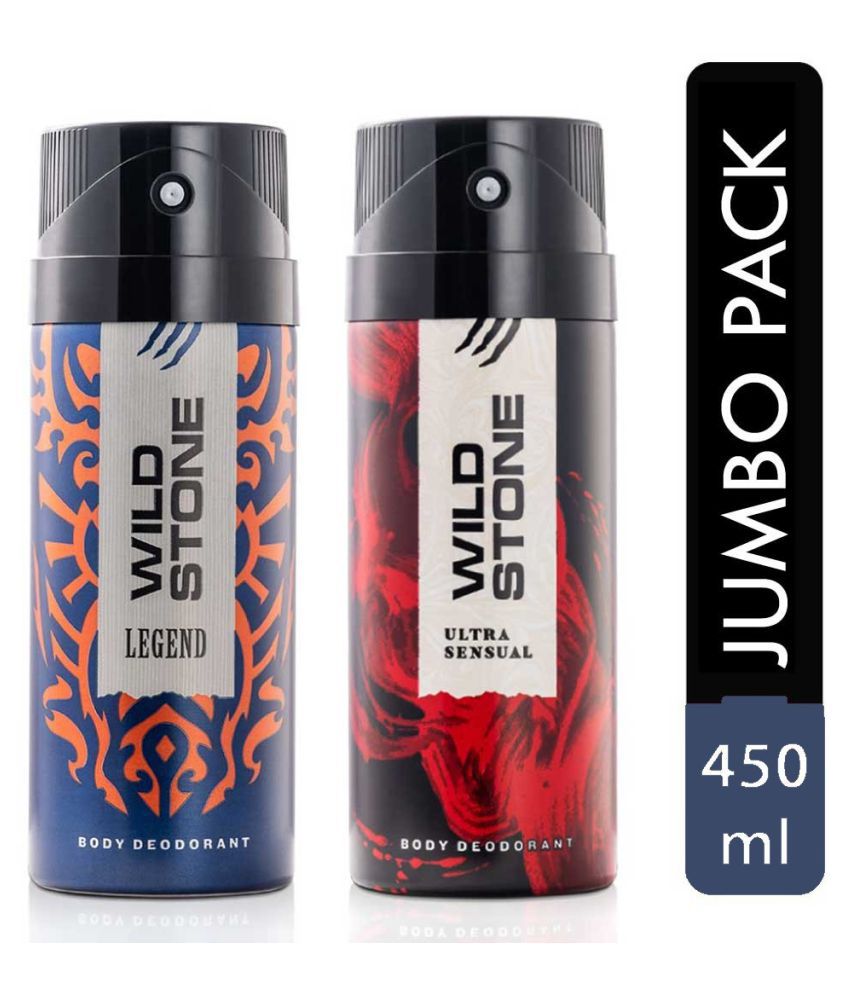     			Wild Stone Legend & Ultra Sensual Deodorant Spray For Men 225ml each (450 ml, Pack of 2)