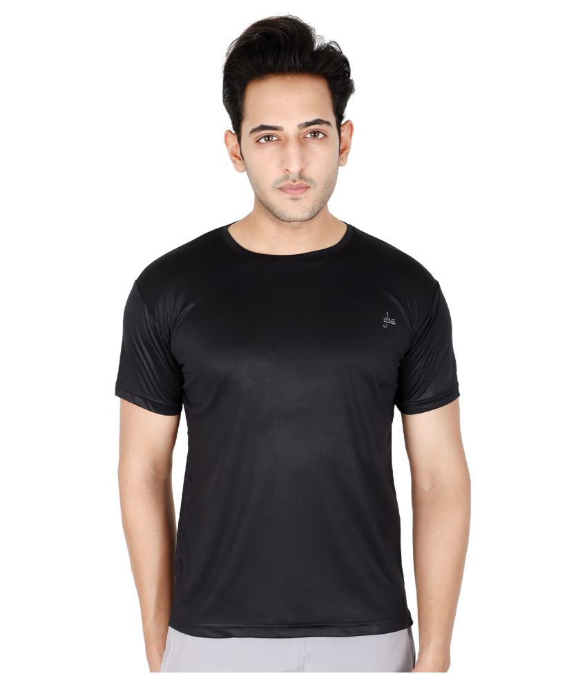     			YHA - Black Cotton Blend Regular Fit Men's Sports T-Shirt ( Pack of 1 )