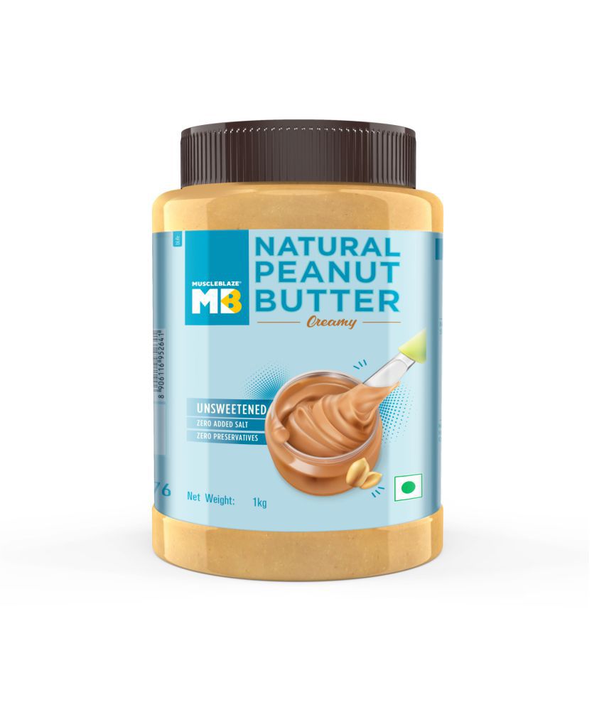 MuscleBlaze Natural Peanut Butter, Creamy, Unsweetened, 1 kg