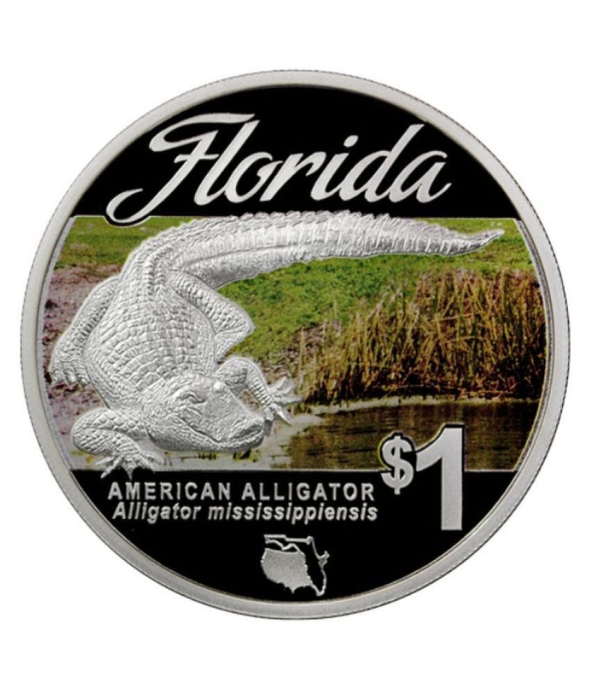     			1 Dollar - ''Florida's Natives Series'' Alligator Elizabeth II (Tuvalu) Rare Silver Plated Coin