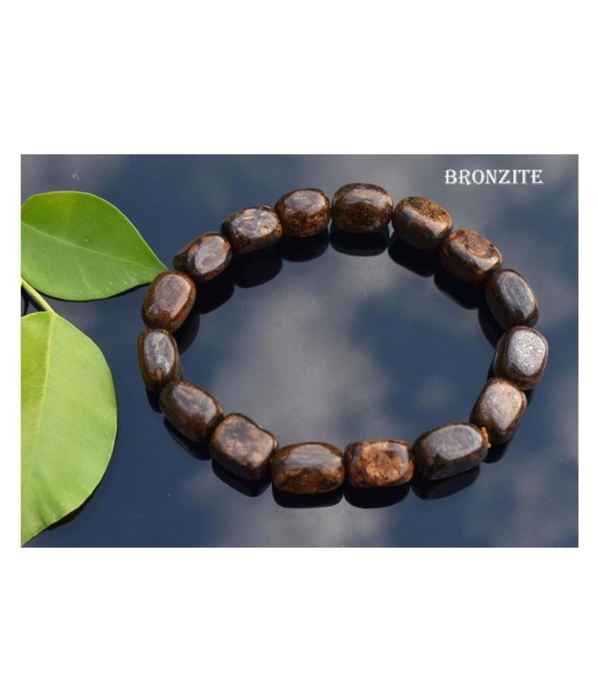     			12mm Brown Bronzite Natural Agate Tumble Stone Bracelet