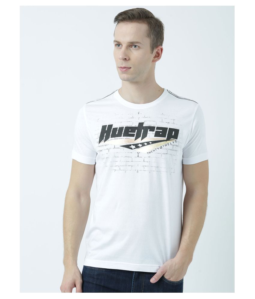     			Huetrap cotton White Printed T-Shirt Single Pack