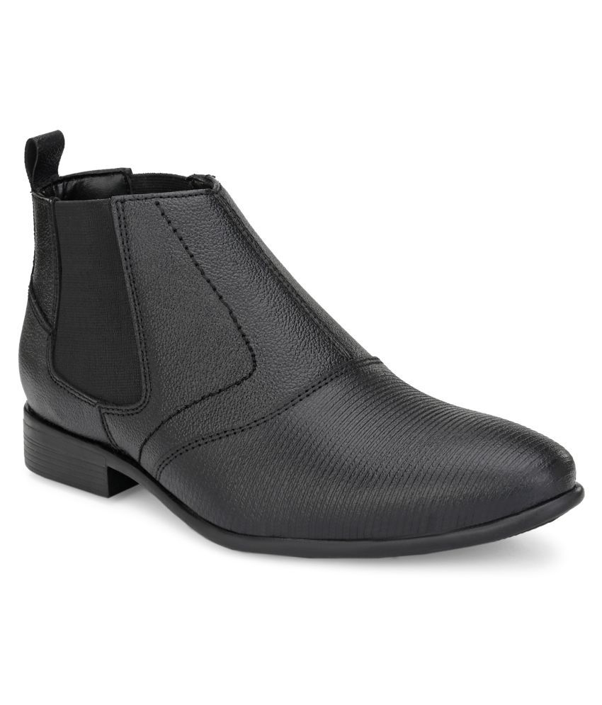     			SOFTIO Boy's Black Genuine Leather Slip On Formal Boot