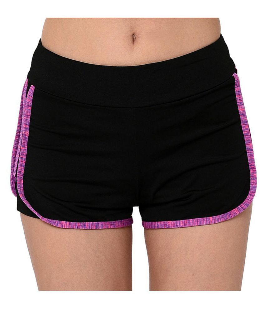     			Elina Purple Polyester Solid Shorts - Single