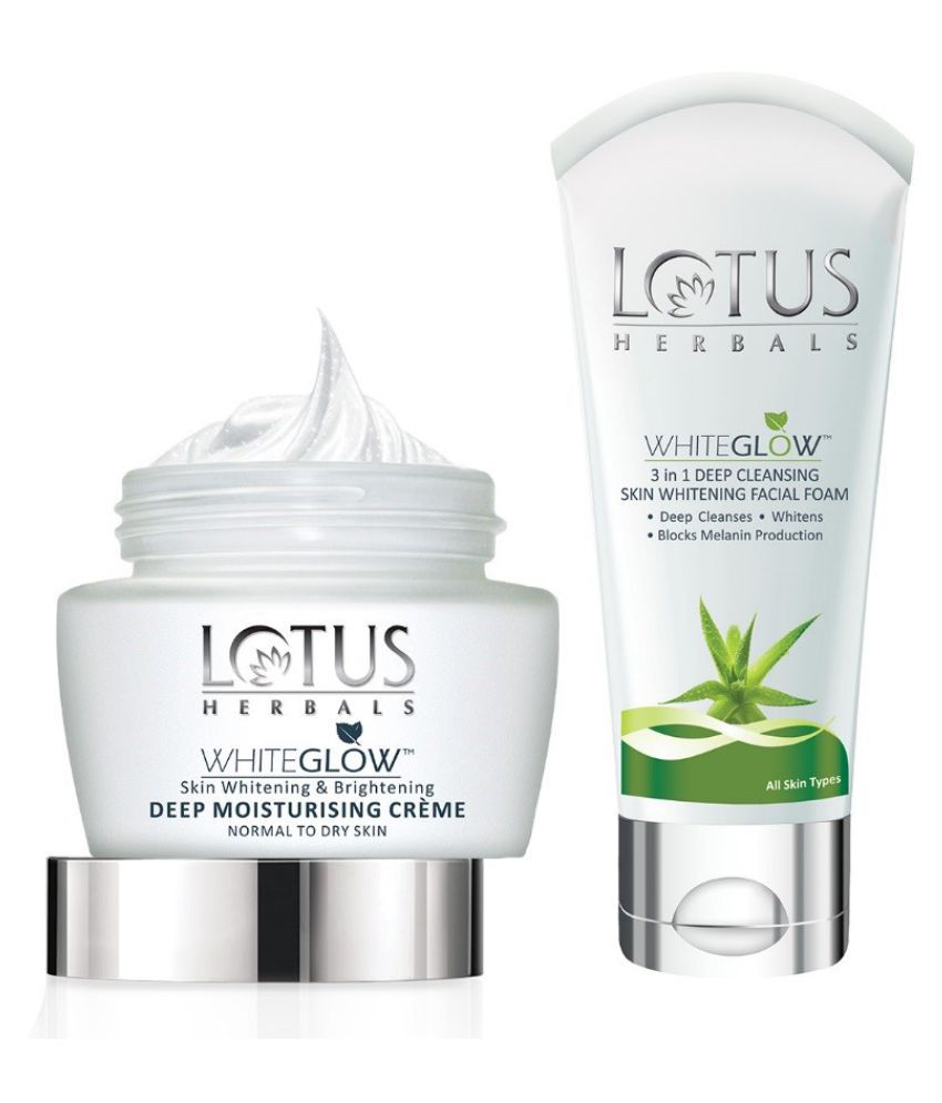     			Lotus Herbals Whiteglow Skin Whitening & Brightening Deep Moisturing Cream With Facial Foam, 110g