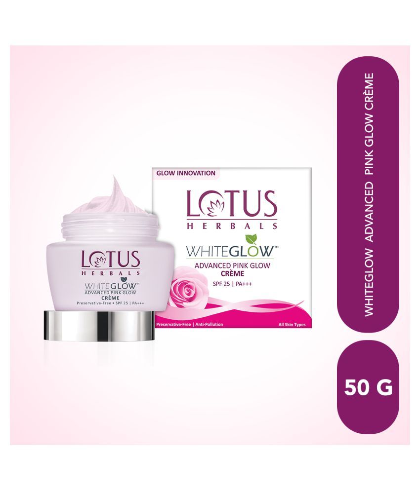     			Lotus Herbals Whiteglow Advanced Pink Glow Brightening Cream with SPF 25, PA+++, 50g (Pack of 1)