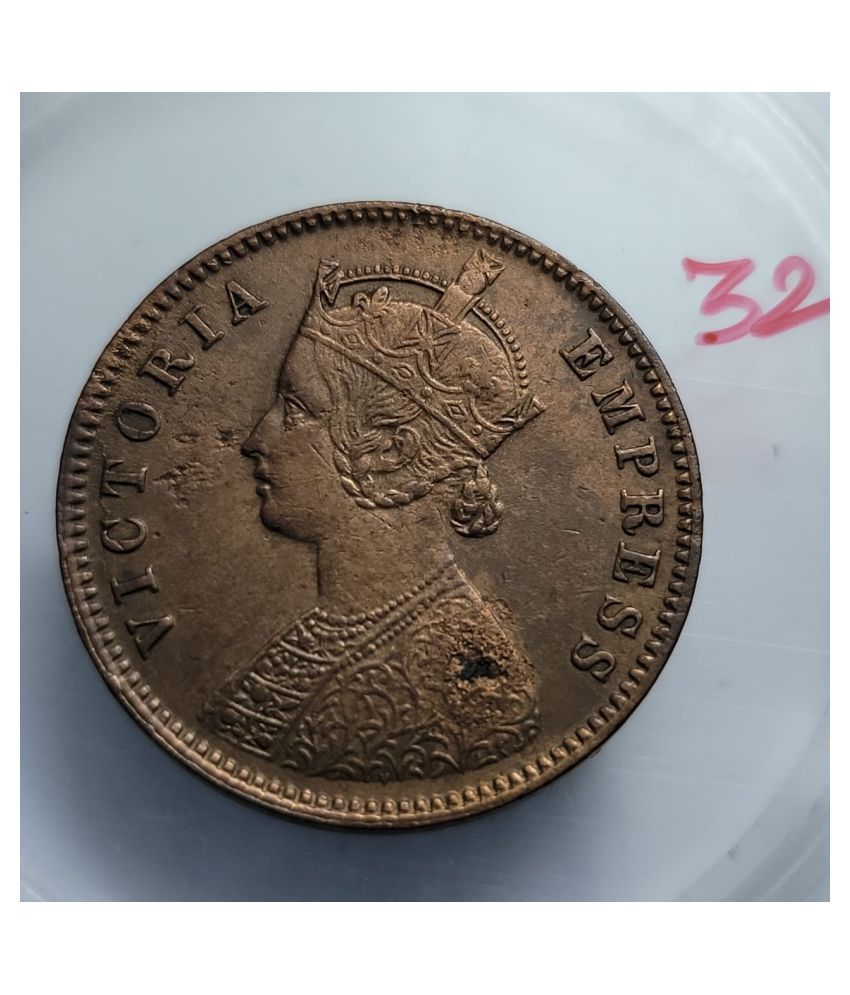     			British India One Quarter Anna 1889  Copper Coin