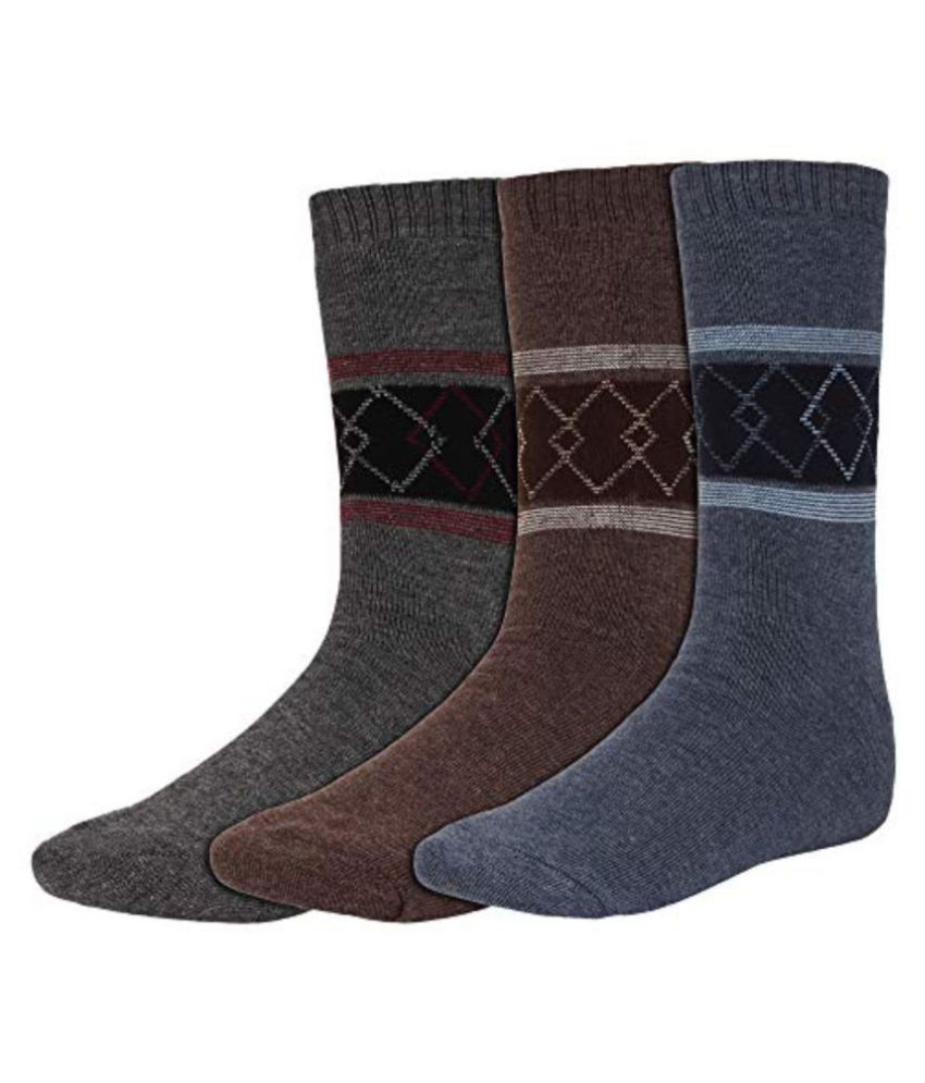     			Creature - Woollen Men's Printed Multicolor Mid Length Socks ( Pack of 3 )