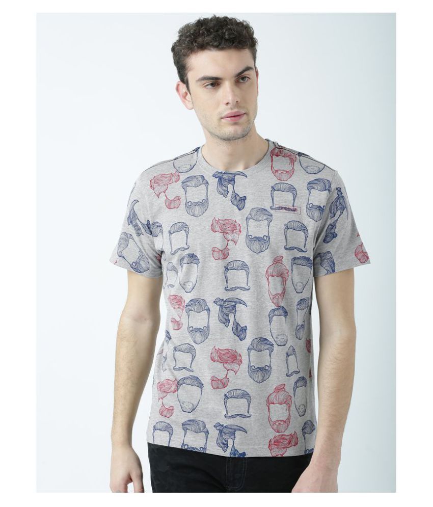     			Huetrap Cotton Grey Printed T-Shirt Single Pack