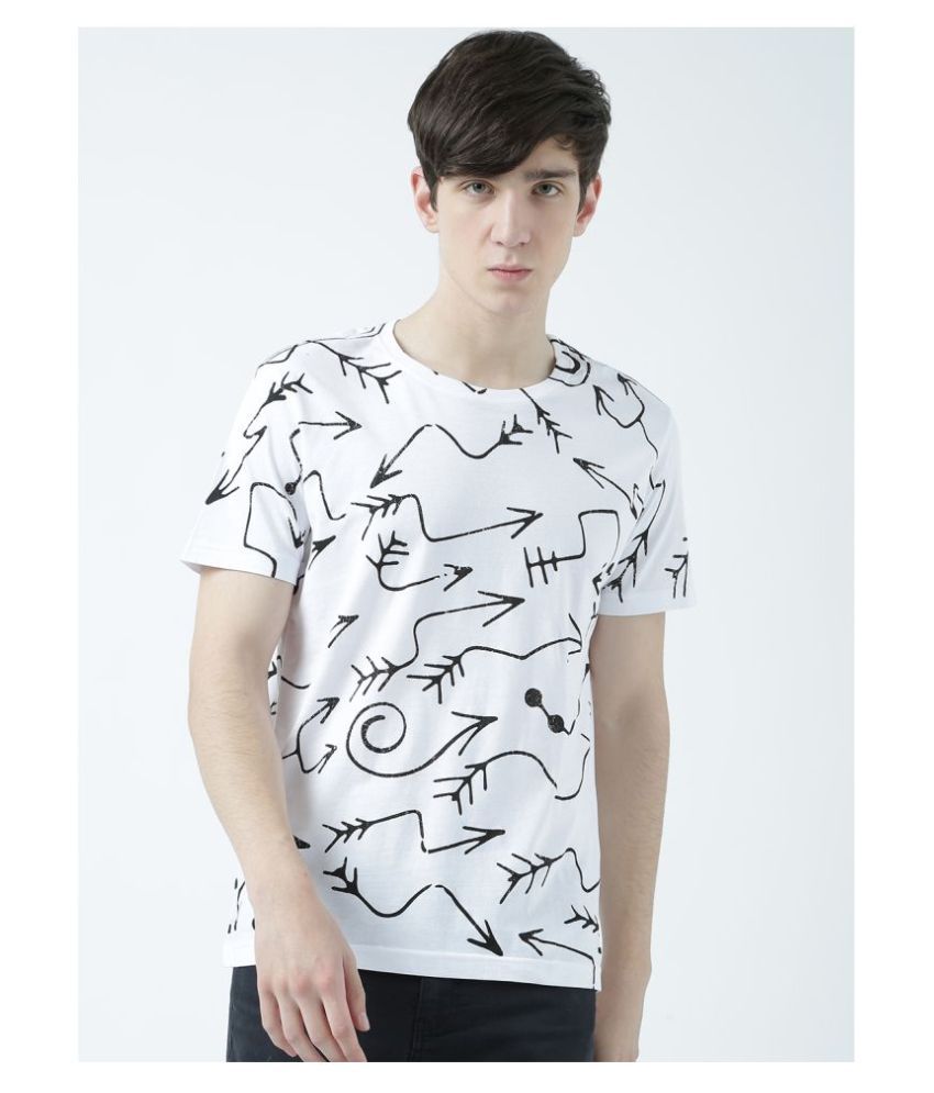     			Huetrap Cotton White Printed T-Shirt Single Pack